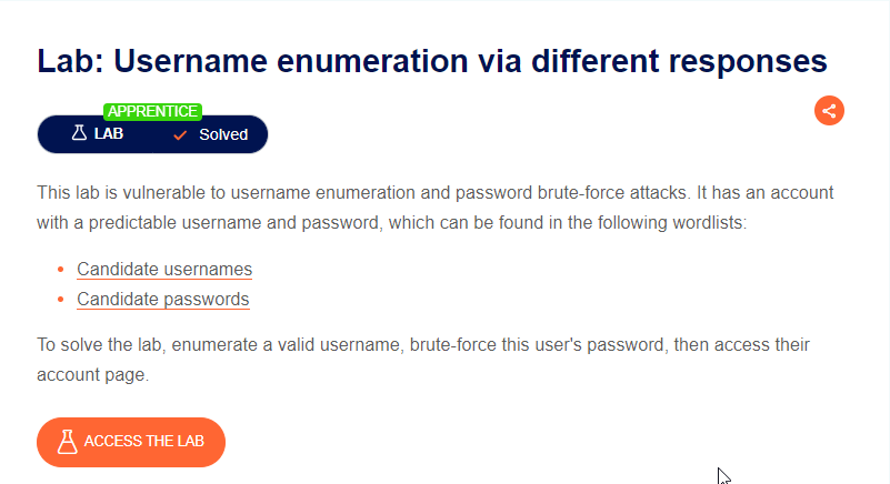 Username enumeration via different responses 